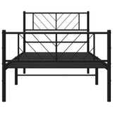 Metal Bed Frame without Mattress with Footboard Black 90x190 cm