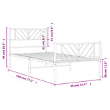 Metal Bed Frame without Mattress with Footboard Black 90x190 cm - Extra Image