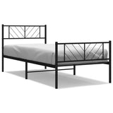 Metal Bed Frame without Mattress with Footboard Black 107x203 cm King Single - Front View