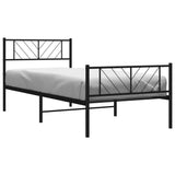 Metal Bed Frame without Mattress with Footboard Black 107x203 cm King Single