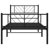 Metal Bed Frame without Mattress with Footboard Black 107x203 cm King Single
