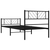 Metal Bed Frame without Mattress with Footboard Black 107x203 cm King Single - Close-Up Angle