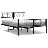 Metal Bed Frame without Mattress with Footboard Black 135x190 cm - Front View