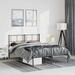 Metal Bed Frame without Mattress with Footboard Black 135x190 cm