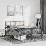 Metal Bed Frame without Mattress with Footboard Black 135x190 cm - Side View