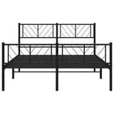Metal Bed Frame without Mattress with Footboard Black 135x190 cm - Rear View