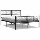 Metal Bed Frame without Mattress with Footboard Black 150x200 cm - Front View