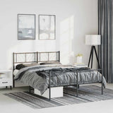 Metal Bed Frame without Mattress with Footboard Black 150x200 cm - Side View