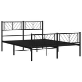 Metal Bed Frame without Mattress with Footboard Black 150x200 cm - 45-Degree Angle