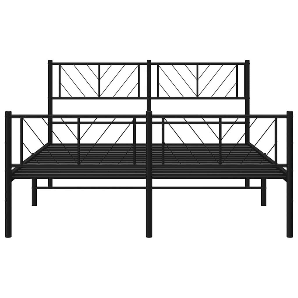Metal Bed Frame without Mattress with Footboard Black 150x200 cm