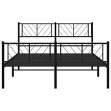 Metal Bed Frame without Mattress with Footboard Black 150x200 cm - Rear View