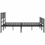 Metal Bed Frame without Mattress with Footboard Black 150x200 cm - Close-Up Angle