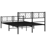 Metal Bed Frame without Mattress with Footboard Black 150x200 cm - Low Angle