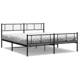 Metal Bed Frame without Mattress with Footboard Black 183x203 cm King - Front View
