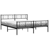 Metal Bed Frame without Mattress with Footboard Black 183x203 cm King - Side View