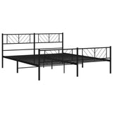 Metal Bed Frame without Mattress with Footboard Black 183x203 cm King - Top-Down View