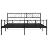 Metal Bed Frame without Mattress with Footboard Black 183x203 cm King
