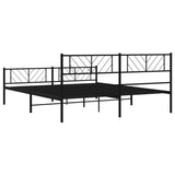 Metal Bed Frame without Mattress with Footboard Black 183x203 cm King - Close-Up Angle