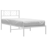 Metal Bed Frame without Mattress with Headboard White 90x190 cm - Side View