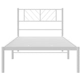 Metal Bed Frame without Mattress with Headboard White 90x190 cm - 45-Degree Angle