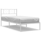 Metal Bed Frame without Mattress with Headboard White 107x203 cm King Single - Front View