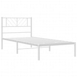 Metal Bed Frame without Mattress with Headboard White 107x203 cm King Single - Top-Down View