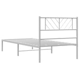 Metal Bed Frame without Mattress with Headboard White 107x203 cm King Single - Close-Up Angle