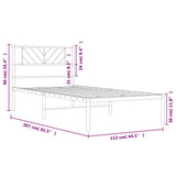 Metal Bed Frame without Mattress with Headboard White 107x203 cm King Single - Extra Image