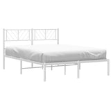 Metal Bed Frame without Mattress with Headboard White 135x190 cm - Top-Down View