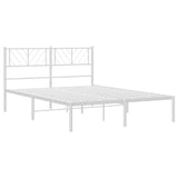 Metal Bed Frame without Mattress with Headboard White 135x190 cm - 45-Degree Angle