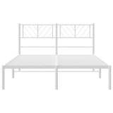 Metal Bed Frame without Mattress with Headboard White 135x190 cm