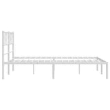Metal Bed Frame without Mattress with Headboard White 135x190 cm - Close-Up Angle