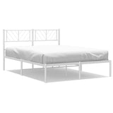 Metal Bed Frame without Mattress with Headboard White 150x200 cm - Front View