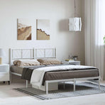 Metal Bed Frame without Mattress with Headboard White 150x200 cm