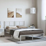 Metal Bed Frame without Mattress with Headboard White 150x200 cm - Side View