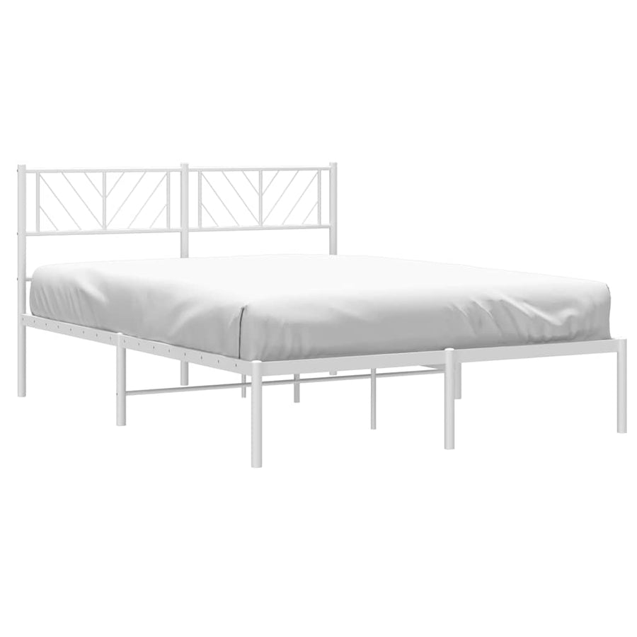 Metal Bed Frame without Mattress with Headboard White 150x200 cm