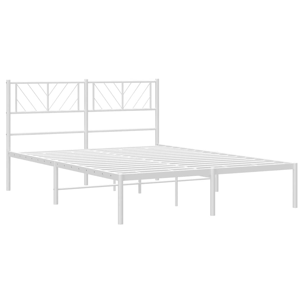 Metal Bed Frame without Mattress with Headboard White 150x200 cm