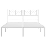 Metal Bed Frame without Mattress with Headboard White 150x200 cm