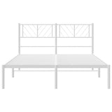 Metal Bed Frame without Mattress with Headboard White 150x200 cm - Rear View
