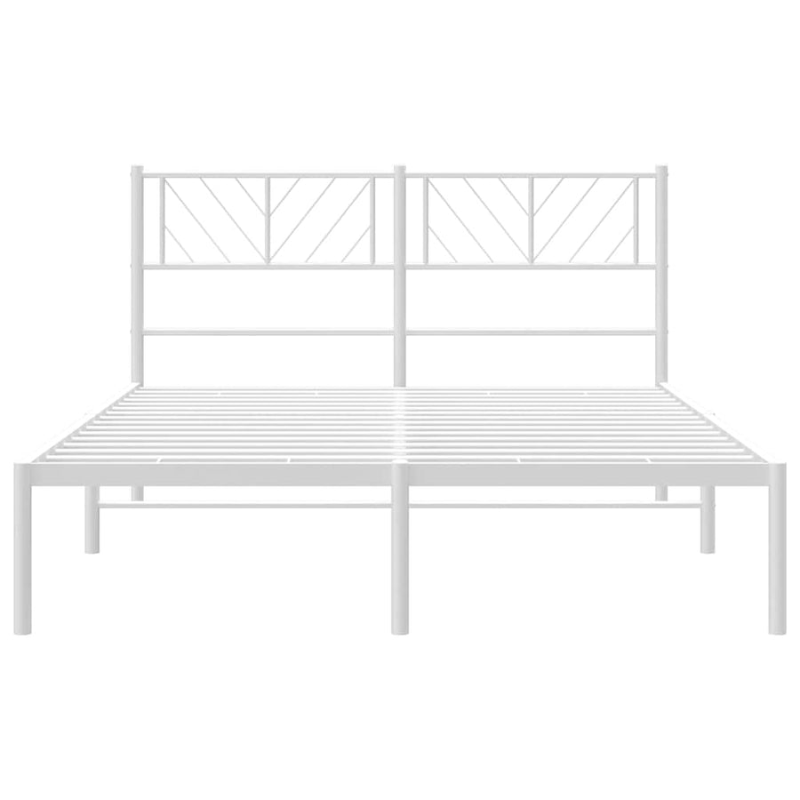Metal Bed Frame without Mattress with Headboard White 150x200 cm