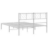 Metal Bed Frame without Mattress with Headboard White 150x200 cm - Low Angle