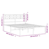 Metal Bed Frame without Mattress with Headboard White 150x200 cm - Extra Image