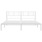 Metal Bed Frame without Mattress with Headboard White 183x203 cm King