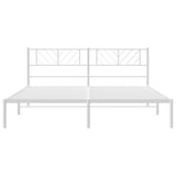Metal Bed Frame without Mattress with Headboard White 183x203 cm King - 45-Degree Angle