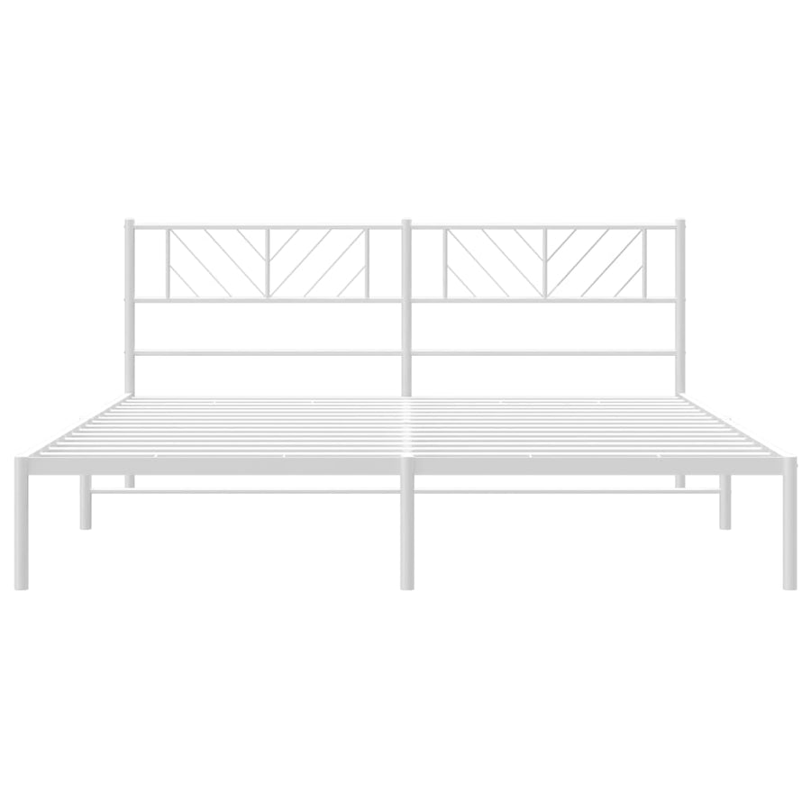 Metal Bed Frame without Mattress with Headboard White 183x203 cm King