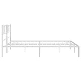 Metal Bed Frame without Mattress with Headboard White 183x203 cm King