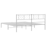 Metal Bed Frame without Mattress with Headboard White 183x203 cm King - Close-Up Angle