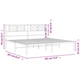 Metal Bed Frame without Mattress with Headboard White 183x203 cm King