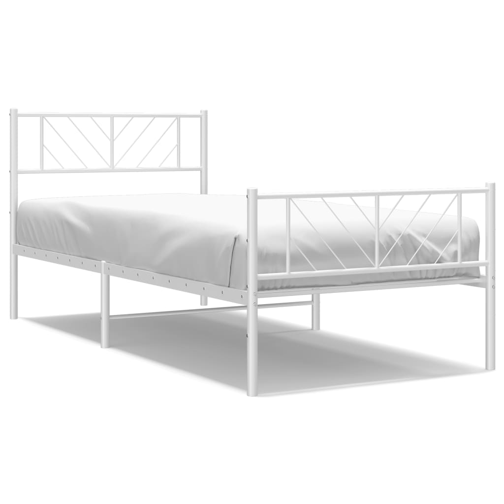 Metal Bed Frame without Mattress with Footboard White 90x190 cm