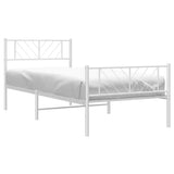 Metal Bed Frame without Mattress with Footboard White 90x190 cm - Side View
